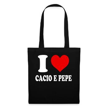 I Love Cacio e Pepe Heart Funny Witty - Tote Bag - black - Front