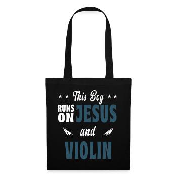 Dieser Junge lebt von Jesus und Violinen - Stoffbeutel - Schwarz - Vorne