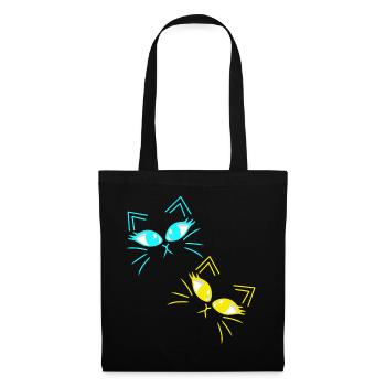 Chat Chats Chaton Chat Visage des années 80 des années 90 - Sac en tissu - noir - Devant