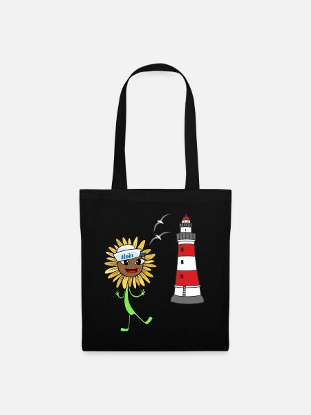 Matrosen Sonnenblume Leuchtturm maritim Moin - Stoffbeutel - Schwarz