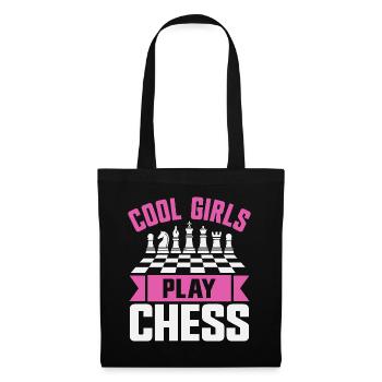 Schachspieler Coole Mädchen spielen Schach - Stoffbeutel - Schwarz - Vorne