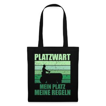 Platzwart Garten Rasenmäher Geschenk - Stoffbeutel - Schwarz - Vorne