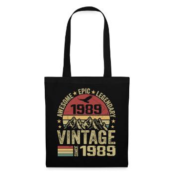 Vintage 1989 Cadeau Anniversaire 1989 - Né en 1989 - Sac en tissu - noir - Devant