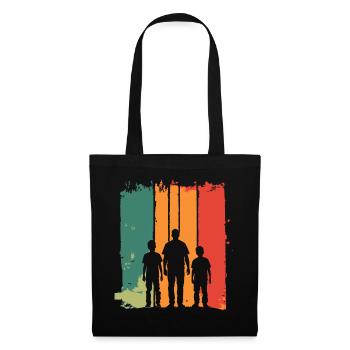 Father's Day father with two sons retro vintage - Tote Bag - black - Front