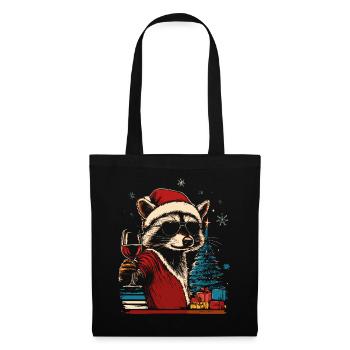 Vin de Noël raton laveur - Sac en tissu - noir - Devant