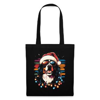 Bernese Mountain Dog with Christmas Hat Sunglasses - Tote Bag - black - Front