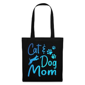 Pet Cat And Dog Mom Tees For Women, Cat Dog Mom - Tote Bag - black - Front