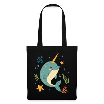 Narval dans la mer – La licorne des océans - Sac en tissu - noir - Devant