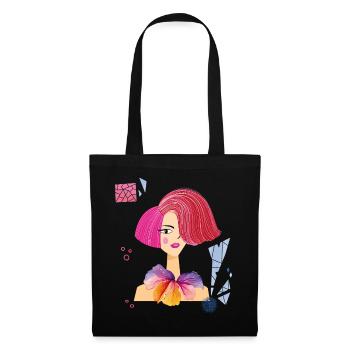 Portrait de fille - Sac en tissu - noir - Devant