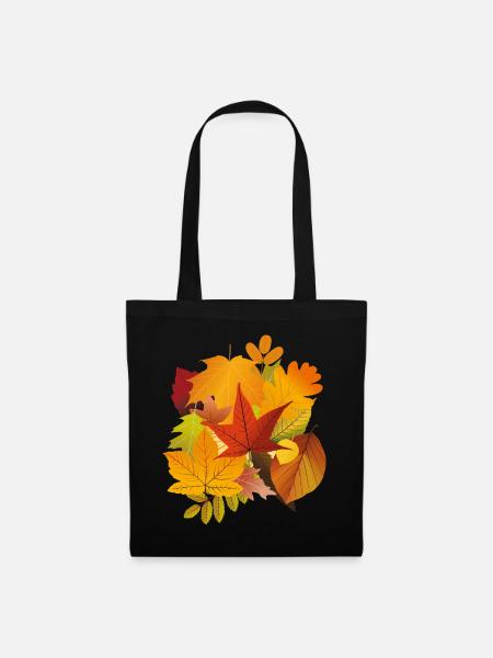Herbstlaub - Stoffbeutel - Schwarz