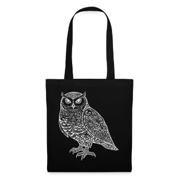 Snowy owl in ornament style white - Tote Bag - black - Front