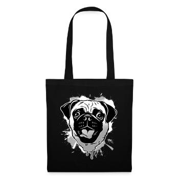 Mops - Stoffbeutel - Schwarz - Vorne