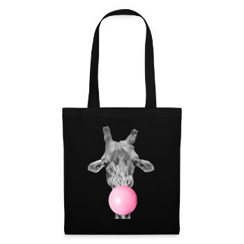 Chewing-gum girafe - Animal drôle moderne - Sac en tissu - noir - Devant
