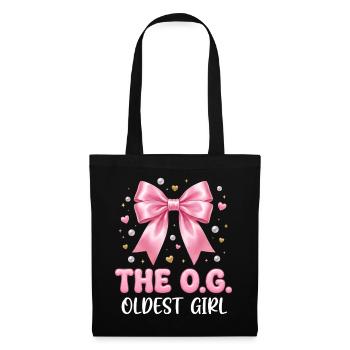 The Oldest Girl Pink Bow Family Design - Stoffbeutel - Schwarz - Vorne