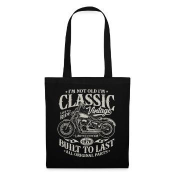 Cadeau de moto vintage pour le 50e anniversaire de 1976 - Sac en tissu - noir - Devant