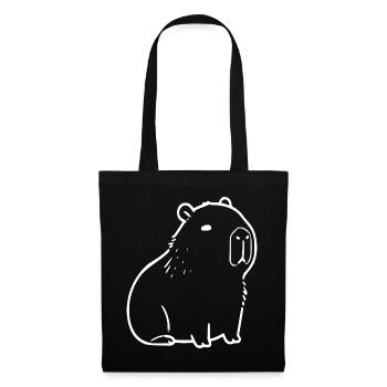 Capybara capybara blanc - Sac en tissu - noir - Devant