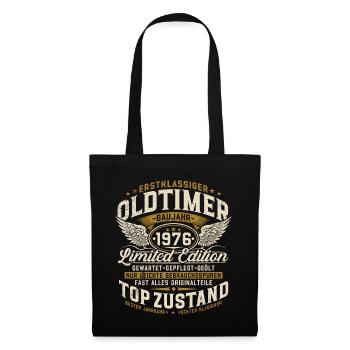50. Geburtstag 1976 Oldtimer Geschenk Retro - Stoffbeutel - Schwarz - Vorne