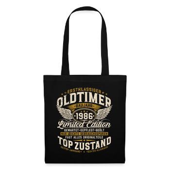 40e anniversaire 1986 Voiture vintage Rétro - Sac en tissu - noir - Devant