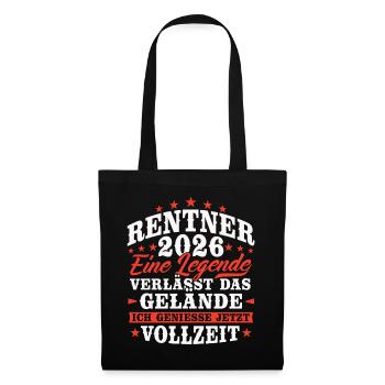 Rentner 2026 Rente Ruhestand Geschenk - Stoffbeutel - Schwarz - Vorne