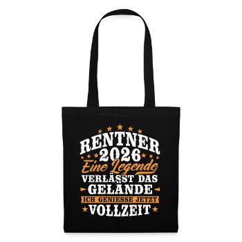 Rentner 2026 Rente Ruhestand Geschenk - Stoffbeutel - Schwarz - Vorne