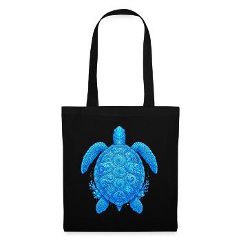 Tortue bleue - Sac en tissu - noir - Devant