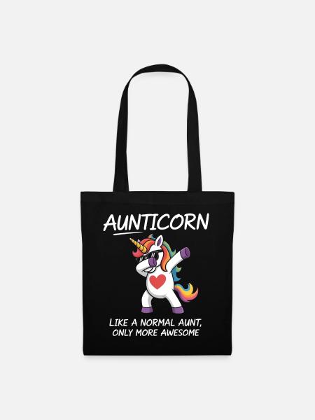 Aunticorn Tante Einhorn Dabbing Spruch Awesome - Stoffbeutel - Schwarz