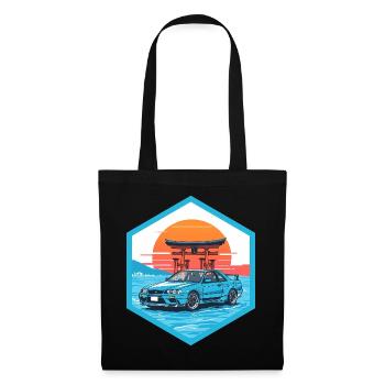 Retro 90er JDM R34 Torii Gate Japan Hex-Emblem - Stoffbeutel - Schwarz - Vorne