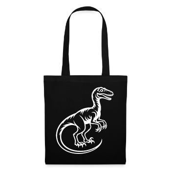 Dino-Silhouette: Weißer Raptor - Stoffbeutel - Schwarz - Vorne