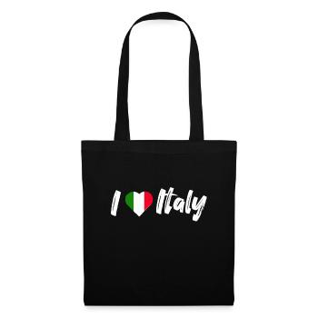 I love Italy Italien Spruch mit Herz Urlaub - Stoffbeutel - Schwarz - Vorne