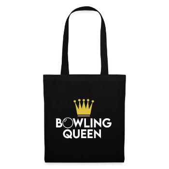 Bowlingqueen Krone Bowling Spruch - Stoffbeutel - Schwarz - Vorne