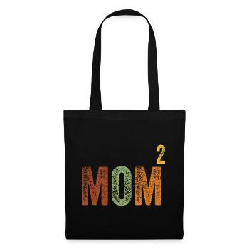Mama Hoch Zwei Muttertag Retro Vintage - Stoffbeutel - Schwarz - Vorne