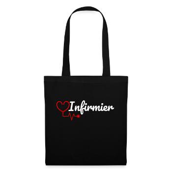 T-shirt infirmier cadeau infirmier - Sac en tissu - noir - Devant