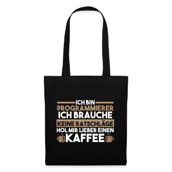 Programmieren Kaffee Entwickler Coder Programmiere - Stoffbeutel - Schwarz - Vorne