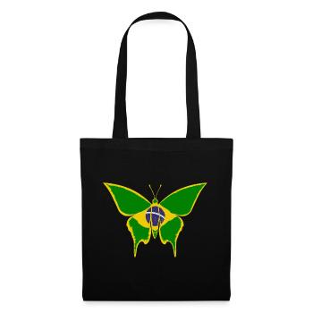 Brasilien Flagge Schmetterling - Stoffbeutel - Schwarz - Vorne