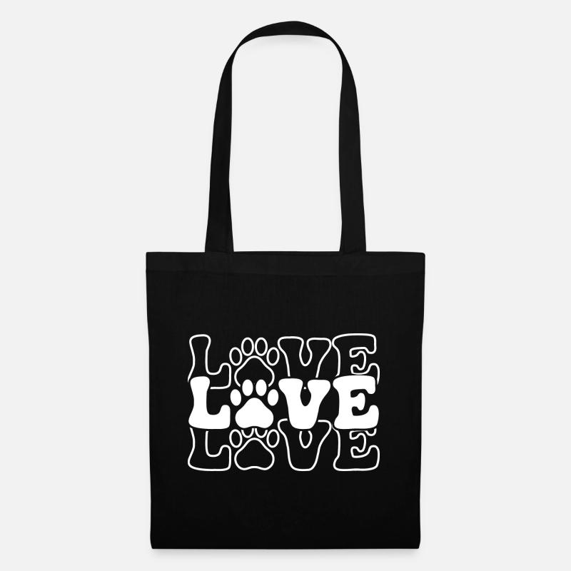 Love - Pfote - Stoffbeutel - Schwarz