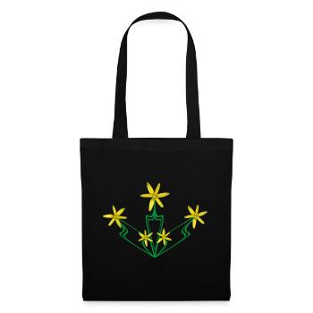 Art Nouveau Yellow Flowers – Symmetrical Floral - Tote Bag - black - Front