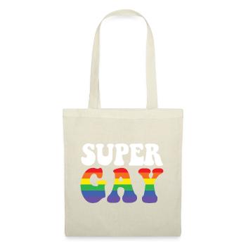 Super Gay Regenbogen LGBTQ Gay Pride - Stoffbeutel - Natur - Vorne