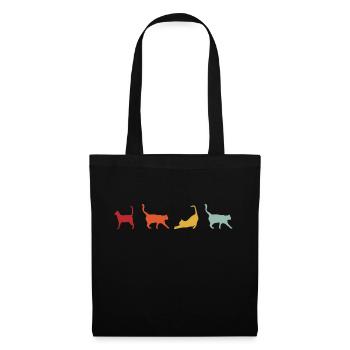 Cat Vintage Rétro - Sac en tissu - noir - Devant