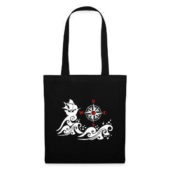 Bateau blanc et rose des vents - Sac en tissu - noir - Devant
