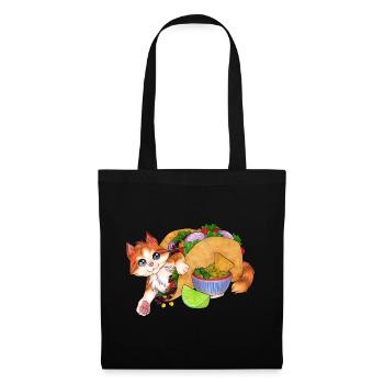 Tacocat Lustige Katze in einem Taco Geschenk - Stoffbeutel - Schwarz - Vorne