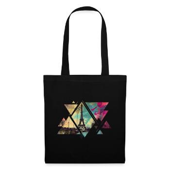 Paris, France, City, Skyline, Eiffel Tower, Triangle - Tote Bag - black - Front