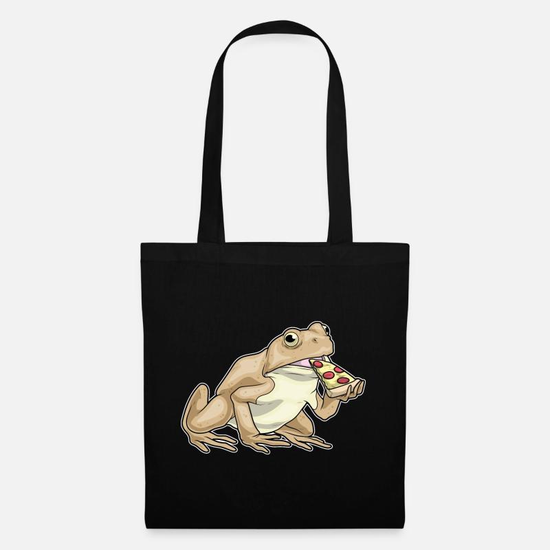 Frosch Pizza - Stoffbeutel - Schwarz
