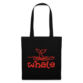 Le signe de la baleine (rouge) - Sac en tissu - noir - Devant
