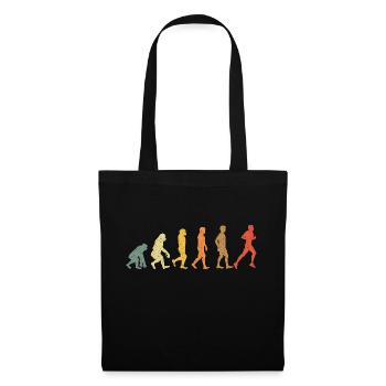 Evolution zum Läufer – Retro Jogging Design - Stoffbeutel - Schwarz - Vorne