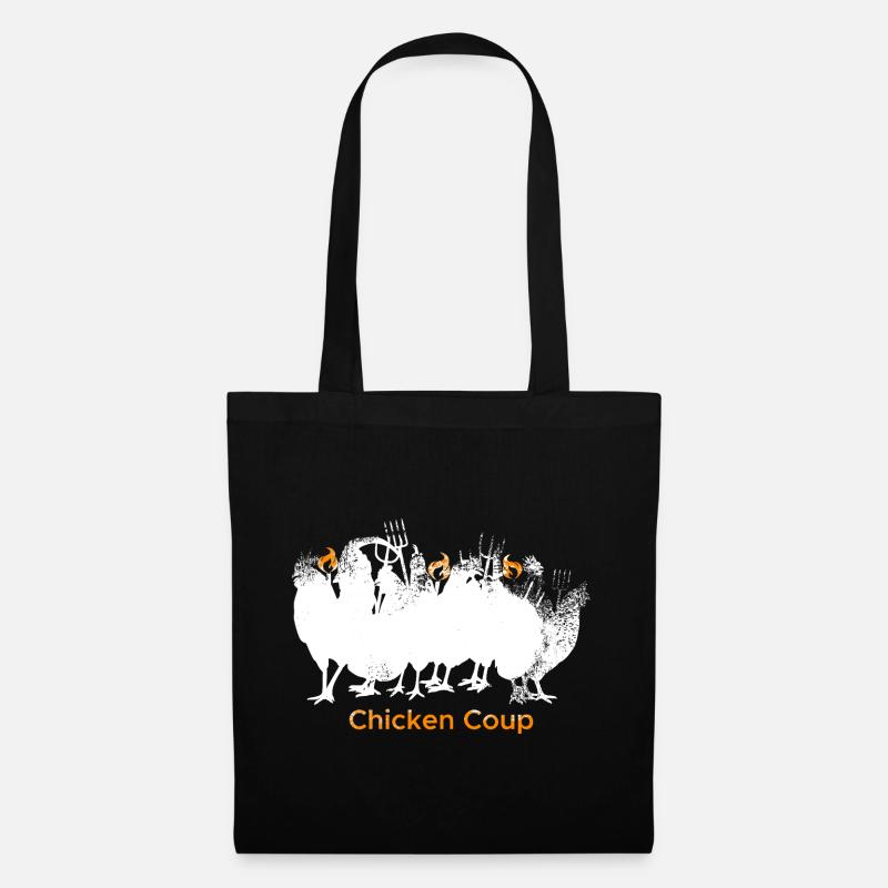 Chicken Coup - White Chickens on Black - Tote Bag - black