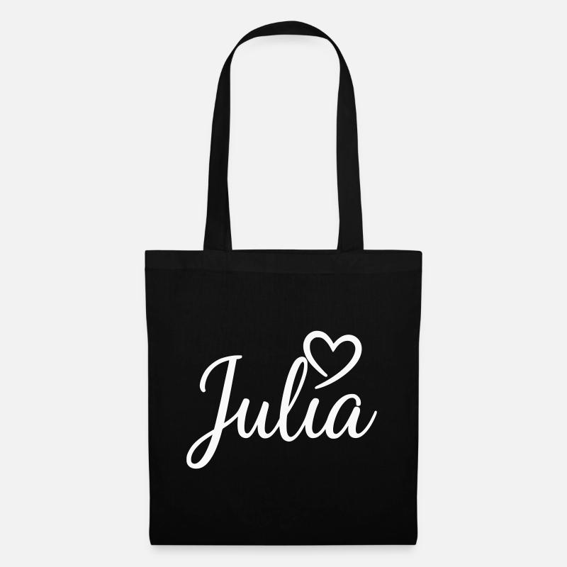 Julia Namensschrift mit Herz - Stoffbeutel - Schwarz