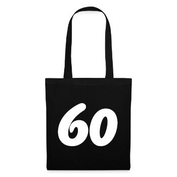 60. 60 ANS. 60e ANNIVERSAIRE. ANNIVERSAIRE 60 ANS. - Sac en tissu - noir - Devant