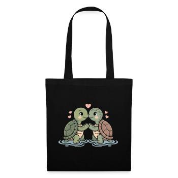 Couple de tortues amoureux animaux La Saint-Valentin - Sac en tissu - noir - Devant