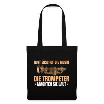 Trompete Musiker – Gott Musik Trompeter - Stoffbeutel - Schwarz - Vorne
