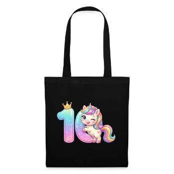 Ich bin 10 Kawaii Einhorn Mädchen Geburtstag - Stoffbeutel - Schwarz - Vorne